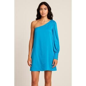 Alice & Trixie One Shoulder Blue Silk Dress XS